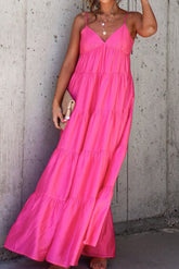 Vestidos largos verdes de corte A con tirantes finos y espalda descubierta